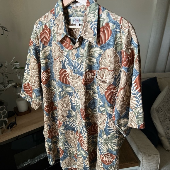 Campia Moda Hawaiian Shirt L Green Fuana S/S Aloha Lounge Size L - Picture 2 of 13